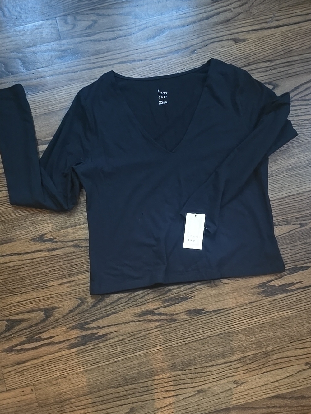 a new day Black V-Neck Long Sleeve Tee